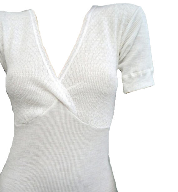 Women's underwear shirt, wool blend, short sleeve, breast shape Gicipi 105
